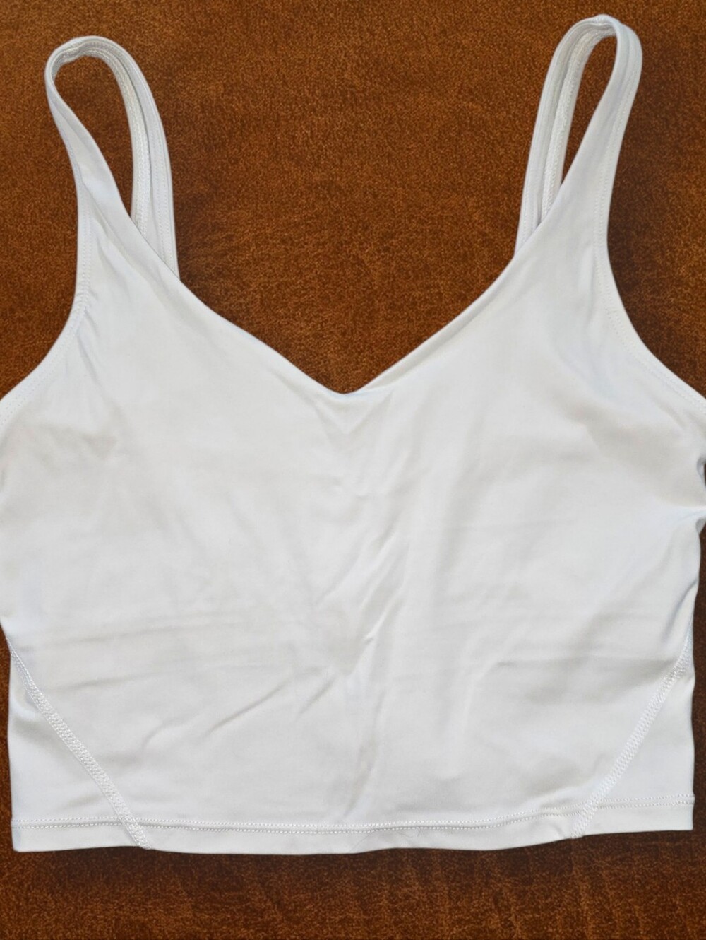 S - White V-Neck Cropped Cami / Light Support Sports Bra - Unbranded - NWOT